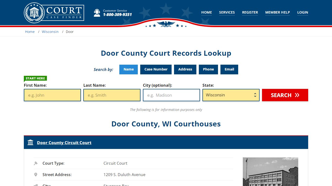 Door County Court Records | WI Case Lookup - CourtCaseFinder.com