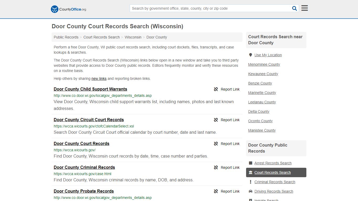 Door County Court Records Search (Wisconsin) - County Office